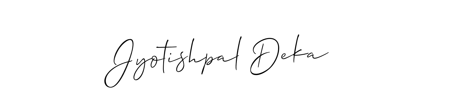 if you are searching for the best signature style for your name Jyotishpal Deka. so please give up your signature search. here we have designed multiple signature styles  using Allison_Script. Jyotishpal Deka signature style 2 images and pictures png