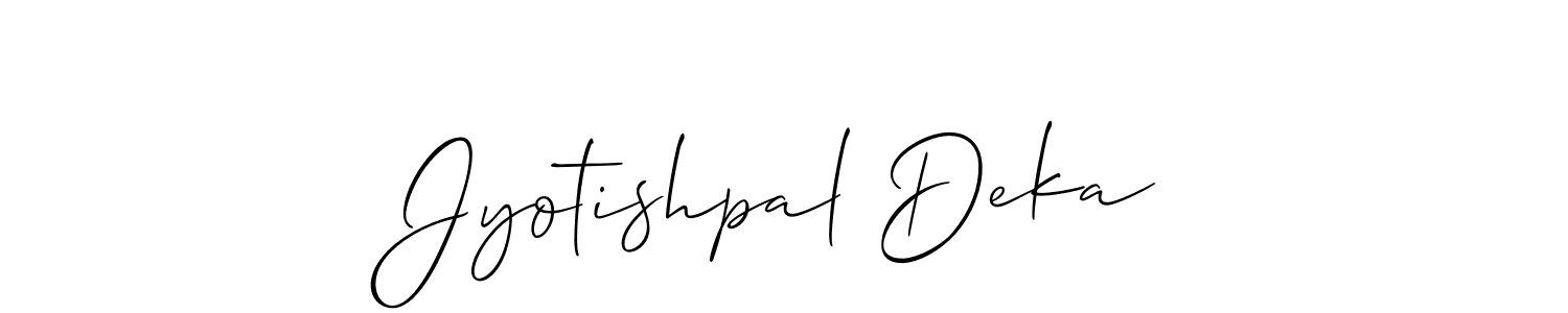 Make a short Jyotishpal Deka signature style. Manage your documents anywhere anytime using Allison_Script. Create and add eSignatures, submit forms, share and send files easily. Jyotishpal Deka signature style 2 images and pictures png