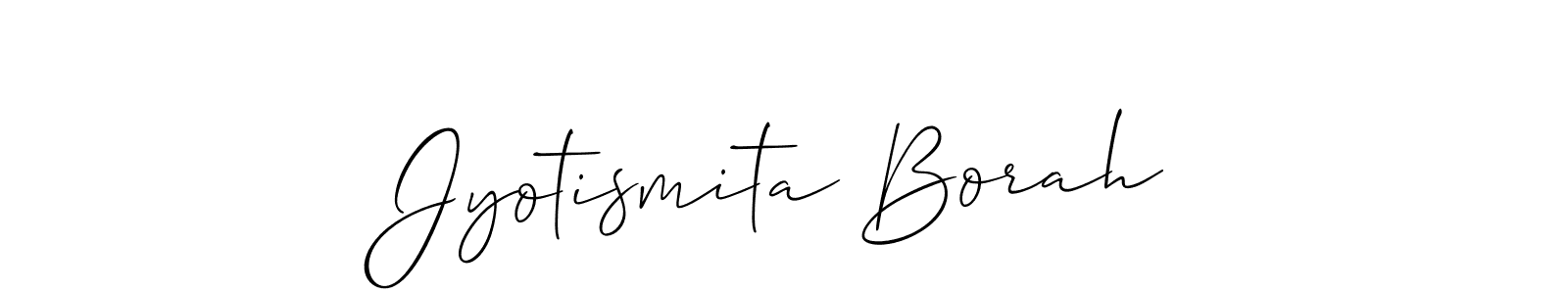 Make a short Jyotismita Borah signature style. Manage your documents anywhere anytime using Allison_Script. Create and add eSignatures, submit forms, share and send files easily. Jyotismita Borah signature style 2 images and pictures png