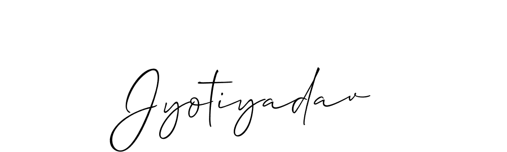 Design your own signature with our free online signature maker. With this signature software, you can create a handwritten (Allison_Script) signature for name Jyotiyadav. Jyotiyadav signature style 2 images and pictures png