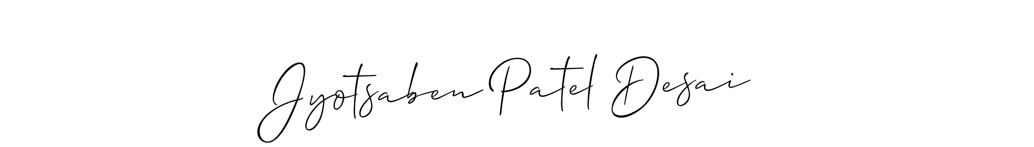 Make a beautiful signature design for name Jyotsaben Patel Desai. With this signature (Allison_Script) style, you can create a handwritten signature for free. Jyotsaben Patel Desai signature style 2 images and pictures png