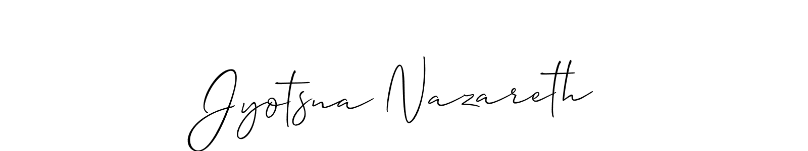 Make a short Jyotsna Nazareth signature style. Manage your documents anywhere anytime using Allison_Script. Create and add eSignatures, submit forms, share and send files easily. Jyotsna Nazareth signature style 2 images and pictures png