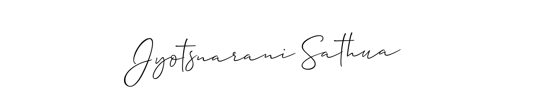 Allison_Script is a professional signature style that is perfect for those who want to add a touch of class to their signature. It is also a great choice for those who want to make their signature more unique. Get Jyotsnarani Sathua name to fancy signature for free. Jyotsnarani Sathua signature style 2 images and pictures png