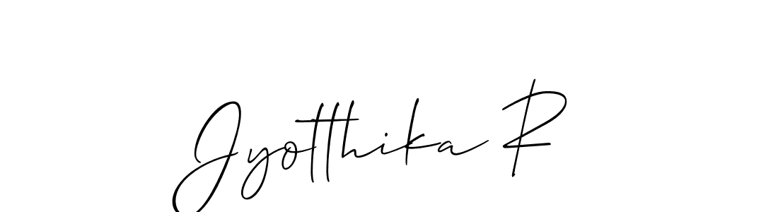 It looks lik you need a new signature style for name Jyotthika R. Design unique handwritten (Allison_Script) signature with our free signature maker in just a few clicks. Jyotthika R signature style 2 images and pictures png