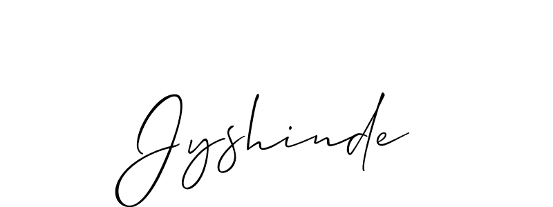 Design your own signature with our free online signature maker. With this signature software, you can create a handwritten (Allison_Script) signature for name Jyshinde. Jyshinde signature style 2 images and pictures png