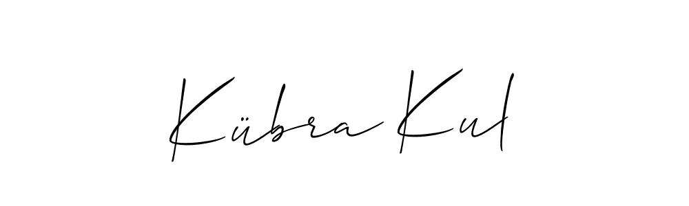 How to make Kübra Kul name signature. Use Allison_Script style for creating short signs online. This is the latest handwritten sign. Kübra Kul signature style 2 images and pictures png