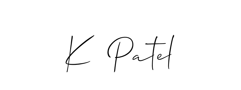 Also You can easily find your signature by using the search form. We will create K  Patel name handwritten signature images for you free of cost using Allison_Script sign style. K  Patel signature style 2 images and pictures png