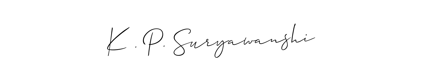 Use a signature maker to create a handwritten signature online. With this signature software, you can design (Allison_Script) your own signature for name K . P. Suryawanshi. K . P. Suryawanshi signature style 2 images and pictures png