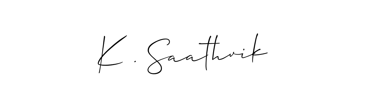 You should practise on your own different ways (Allison_Script) to write your name (K . Saathvik) in signature. don't let someone else do it for you. K . Saathvik signature style 2 images and pictures png