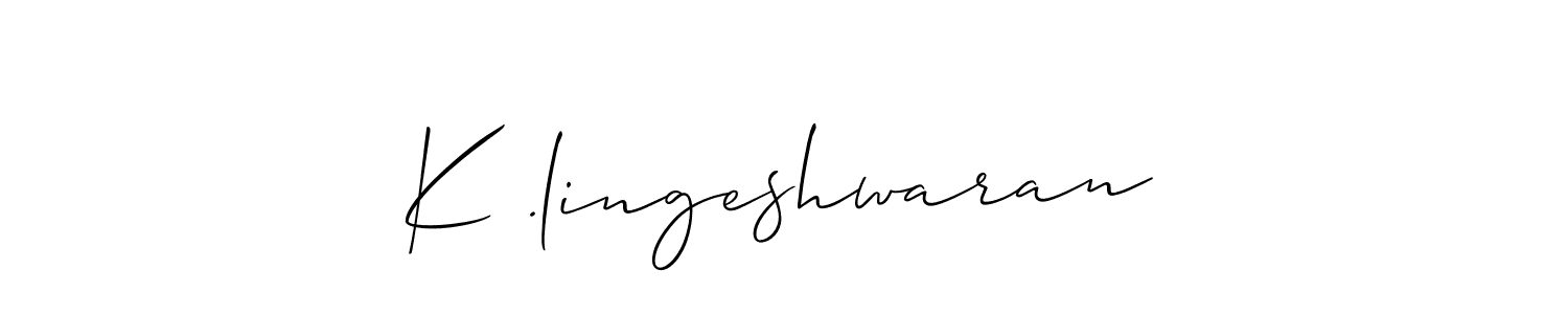 Use a signature maker to create a handwritten signature online. With this signature software, you can design (Allison_Script) your own signature for name K .lingeshwaran. K .lingeshwaran signature style 2 images and pictures png