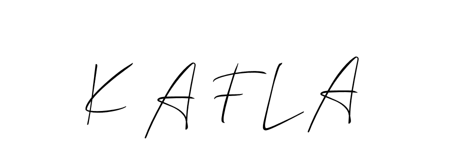 Similarly Allison_Script is the best handwritten signature design. Signature creator online .You can use it as an online autograph creator for name K A F L A. K A F L A signature style 2 images and pictures png