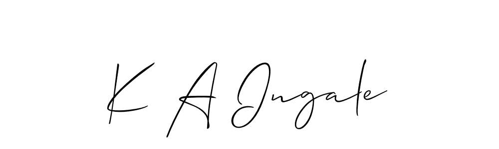 if you are searching for the best signature style for your name K A Ingale. so please give up your signature search. here we have designed multiple signature styles  using Allison_Script. K A Ingale signature style 2 images and pictures png