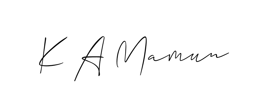 Create a beautiful signature design for name K A Mamun. With this signature (Allison_Script) fonts, you can make a handwritten signature for free. K A Mamun signature style 2 images and pictures png