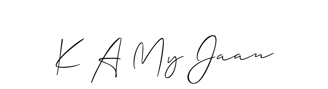 K A My Jaan stylish signature style. Best Handwritten Sign (Allison_Script) for my name. Handwritten Signature Collection Ideas for my name K A My Jaan. K A My Jaan signature style 2 images and pictures png