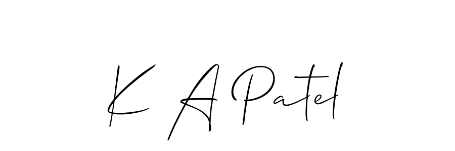 if you are searching for the best signature style for your name K A Patel. so please give up your signature search. here we have designed multiple signature styles  using Allison_Script. K A Patel signature style 2 images and pictures png