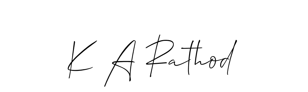 How to make K A Rathod name signature. Use Allison_Script style for creating short signs online. This is the latest handwritten sign. K A Rathod signature style 2 images and pictures png