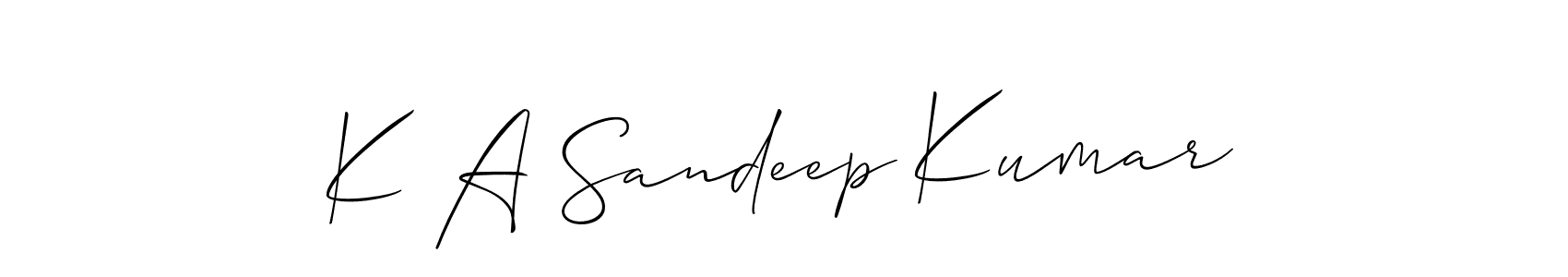 Also we have K A Sandeep Kumar name is the best signature style. Create professional handwritten signature collection using Allison_Script autograph style. K A Sandeep Kumar signature style 2 images and pictures png