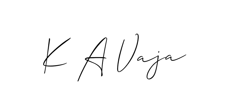 Make a short K A Vaja signature style. Manage your documents anywhere anytime using Allison_Script. Create and add eSignatures, submit forms, share and send files easily. K A Vaja signature style 2 images and pictures png