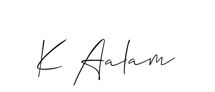 Make a beautiful signature design for name K Aalam. With this signature (Allison_Script) style, you can create a handwritten signature for free. K Aalam signature style 2 images and pictures png