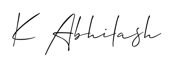 Designed for modern professionals: K Abhilash name signature crafted with Allison_Script script. Ready for digital PDF workflows. K Abhilash signature style 2 images and pictures png