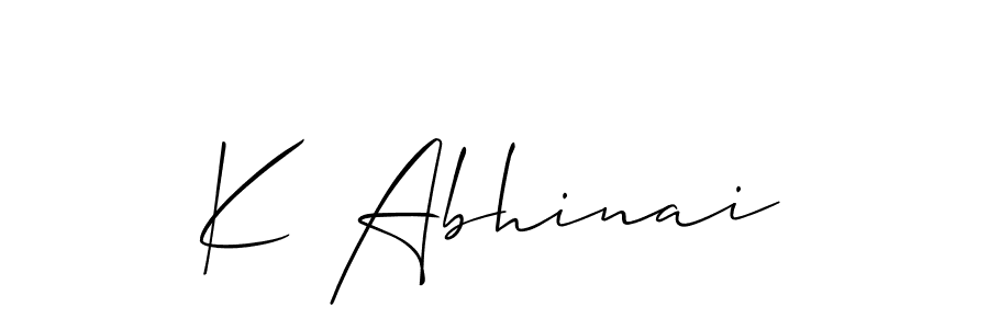 Allison_Script is a professional signature style that is perfect for those who want to add a touch of class to their signature. It is also a great choice for those who want to make their signature more unique. Get K Abhinai name to fancy signature for free. K Abhinai signature style 2 images and pictures png