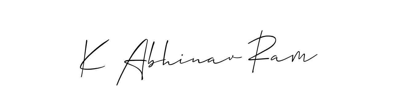 How to make K Abhinav Ram name signature. Use Allison_Script style for creating short signs online. This is the latest handwritten sign. K Abhinav Ram signature style 2 images and pictures png