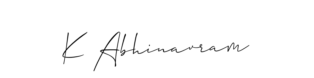 Make a short K Abhinavram signature style. Manage your documents anywhere anytime using Allison_Script. Create and add eSignatures, submit forms, share and send files easily. K Abhinavram signature style 2 images and pictures png
