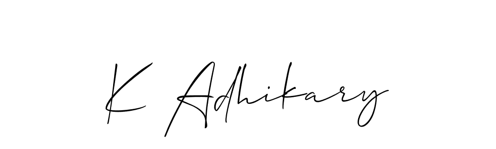 Make a beautiful signature design for name K Adhikary. With this signature (Allison_Script) style, you can create a handwritten signature for free. K Adhikary signature style 2 images and pictures png