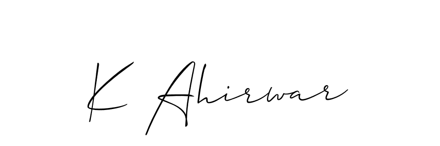 Allison_Script is a professional signature style that is perfect for those who want to add a touch of class to their signature. It is also a great choice for those who want to make their signature more unique. Get K Ahirwar name to fancy signature for free. K Ahirwar signature style 2 images and pictures png