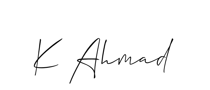 Also You can easily find your signature by using the search form. We will create K Ahmad name handwritten signature images for you free of cost using Allison_Script sign style. K Ahmad signature style 2 images and pictures png