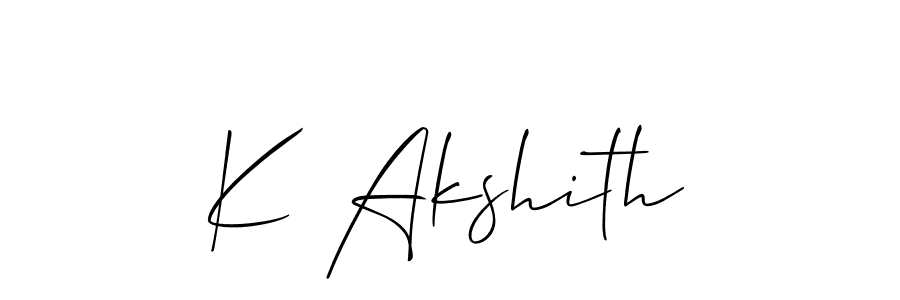 Also You can easily find your signature by using the search form. We will create K Akshith name handwritten signature images for you free of cost using Allison_Script sign style. K Akshith signature style 2 images and pictures png