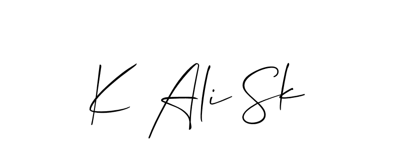 You can use this online signature creator to create a handwritten signature for the name K Ali Sk. This is the best online autograph maker. K Ali Sk signature style 2 images and pictures png