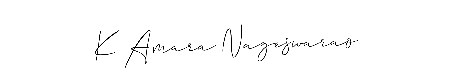 The best way (Allison_Script) to make a short signature is to pick only two or three words in your name. The name K Amara Nageswarao include a total of six letters. For converting this name. K Amara Nageswarao signature style 2 images and pictures png