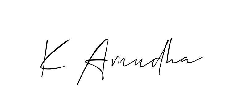 Make a beautiful signature design for name K Amudha. With this signature (Allison_Script) style, you can create a handwritten signature for free. K Amudha signature style 2 images and pictures png