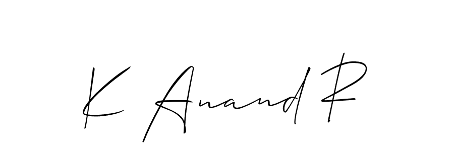You should practise on your own different ways (Allison_Script) to write your name (K Anand R) in signature. don't let someone else do it for you. K Anand R signature style 2 images and pictures png