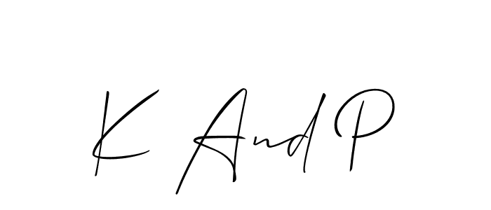 Also You can easily find your signature by using the search form. We will create K And P name handwritten signature images for you free of cost using Allison_Script sign style. K And P signature style 2 images and pictures png