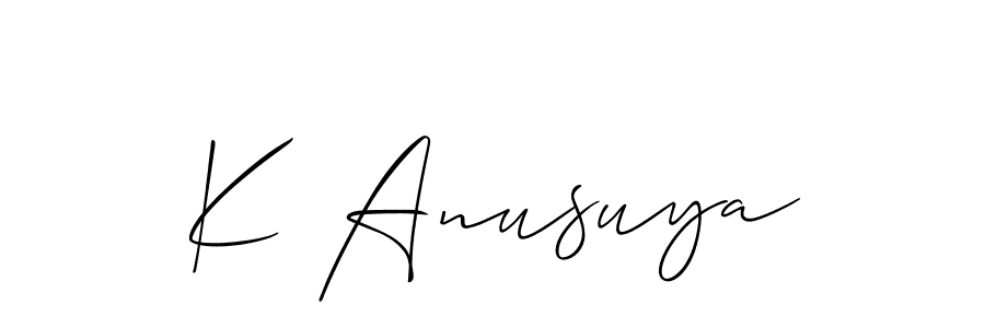 Make a beautiful signature design for name K Anusuya. With this signature (Allison_Script) style, you can create a handwritten signature for free. K Anusuya signature style 2 images and pictures png