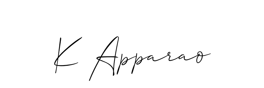 Also we have K Apparao name is the best signature style. Create professional handwritten signature collection using Allison_Script autograph style. K Apparao signature style 2 images and pictures png