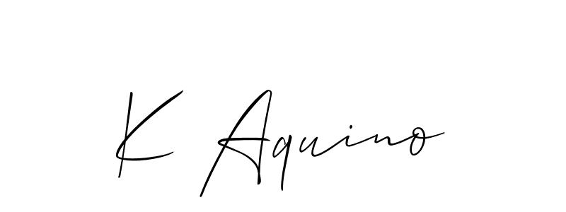 How to make K Aquino name signature. Use Allison_Script style for creating short signs online. This is the latest handwritten sign. K Aquino signature style 2 images and pictures png