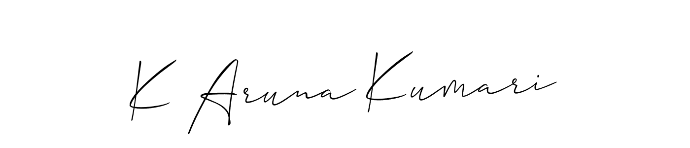 K Aruna Kumari stylish signature style. Best Handwritten Sign (Allison_Script) for my name. Handwritten Signature Collection Ideas for my name K Aruna Kumari. K Aruna Kumari signature style 2 images and pictures png