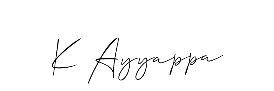 Also You can easily find your signature by using the search form. We will create K Ayyappa name handwritten signature images for you free of cost using Allison_Script sign style. K Ayyappa signature style 2 images and pictures png
