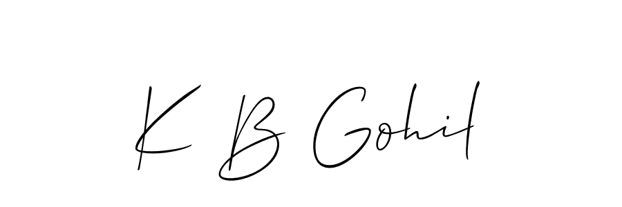 How to Draw K B Gohil signature style? Allison_Script is a latest design signature styles for name K B Gohil. K B Gohil signature style 2 images and pictures png