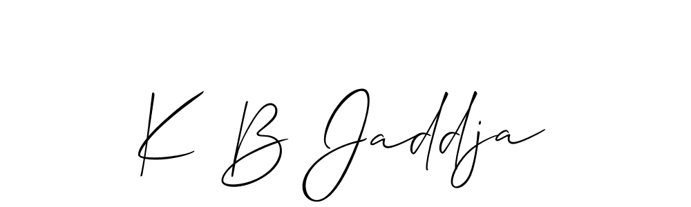 Make a short K B Jaddja signature style. Manage your documents anywhere anytime using Allison_Script. Create and add eSignatures, submit forms, share and send files easily. K B Jaddja signature style 2 images and pictures png