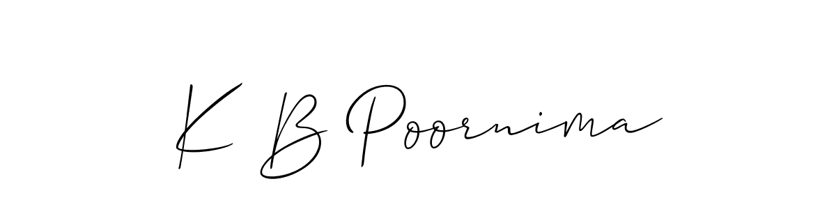Allison_Script is a professional signature style that is perfect for those who want to add a touch of class to their signature. It is also a great choice for those who want to make their signature more unique. Get K B Poornima name to fancy signature for free. K B Poornima signature style 2 images and pictures png
