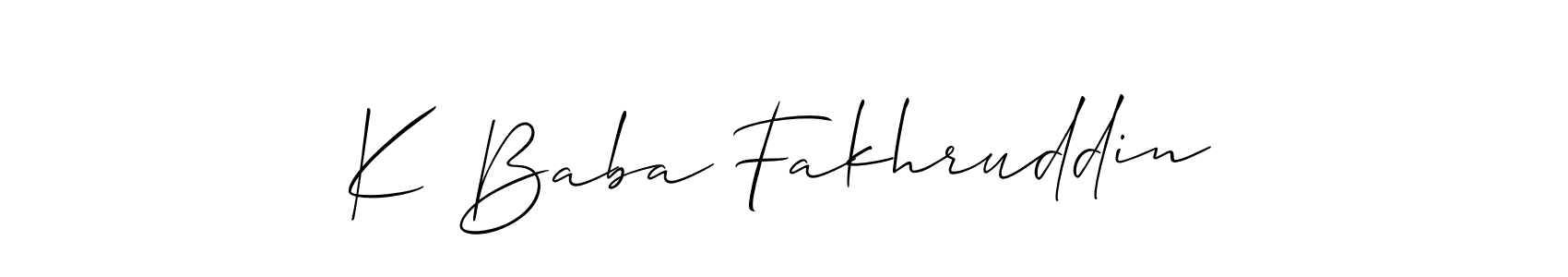 Also we have K Baba Fakhruddin name is the best signature style. Create professional handwritten signature collection using Allison_Script autograph style. K Baba Fakhruddin signature style 2 images and pictures png