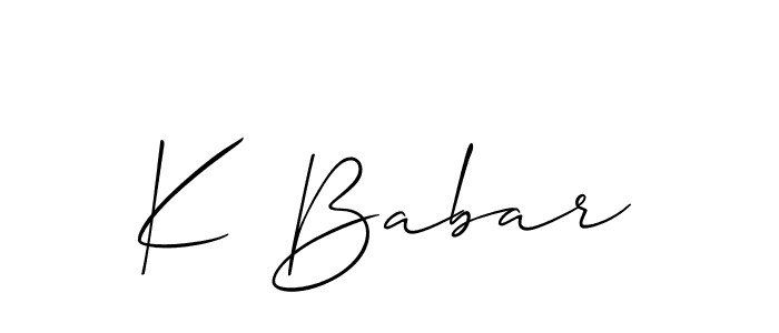 K Babar stylish signature style. Best Handwritten Sign (Allison_Script) for my name. Handwritten Signature Collection Ideas for my name K Babar. K Babar signature style 2 images and pictures png