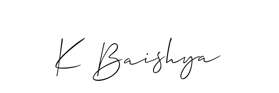 Use a signature maker to create a handwritten signature online. With this signature software, you can design (Allison_Script) your own signature for name K Baishya. K Baishya signature style 2 images and pictures png