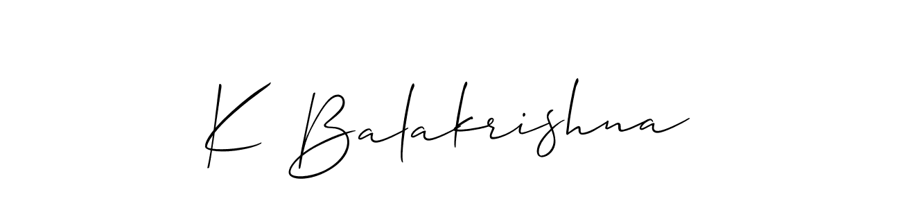 Design your own signature with our free online signature maker. With this signature software, you can create a handwritten (Allison_Script) signature for name K Balakrishna. K Balakrishna signature style 2 images and pictures png