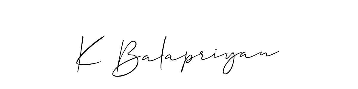 if you are searching for the best signature style for your name K Balapriyan. so please give up your signature search. here we have designed multiple signature styles  using Allison_Script. K Balapriyan signature style 2 images and pictures png