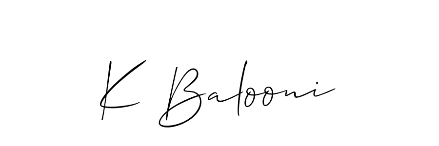 How to make K Balooni name signature. Use Allison_Script style for creating short signs online. This is the latest handwritten sign. K Balooni signature style 2 images and pictures png
